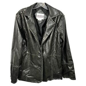VTG Vegan Leather Jacket Large Faux Western Y2K Western Edgy Grunge Goth‎ 1153